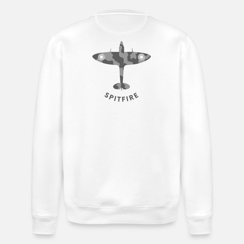 Avion de chasse de Spitfire - Sweat bio ROLLER Stanley/Stella Unisexe - blanc