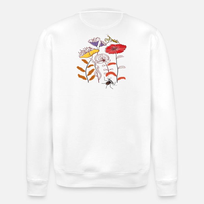 Gartenblumen mit Insekten - Stanley/Stella Unisex Bio-Sweatshirt ROLLER - Weiß
