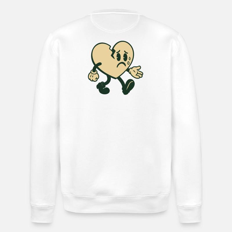 Broken heart with sad expression - Stanley/Stella ROLLER Unisex Organic Sweatshirt - white