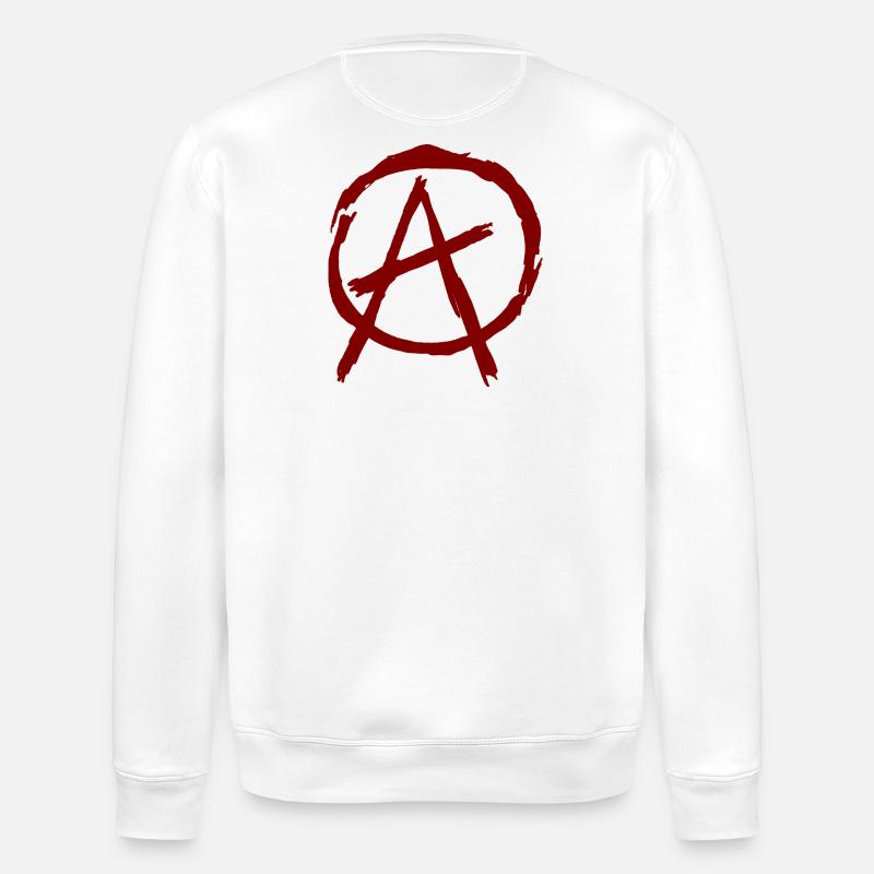 Anarchy symbol in circle - dark red - Stanley/Stella ROLLER Unisex Organic Sweatshirt - white