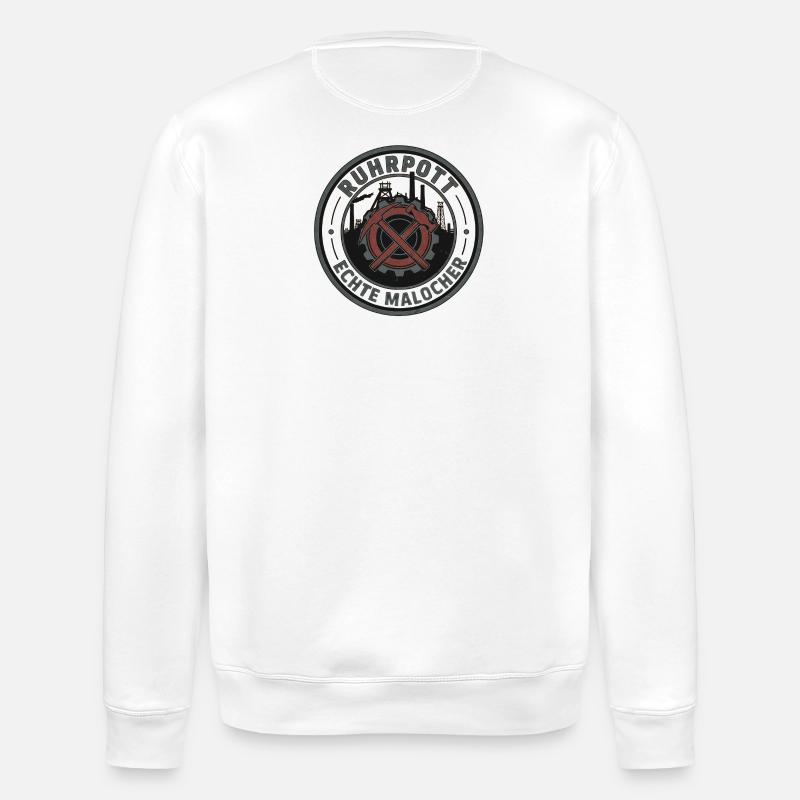 Ruhrpott Real Malocher Patch - Stanley/Stella ROLLER Unisex Organic Sweatshirt - white