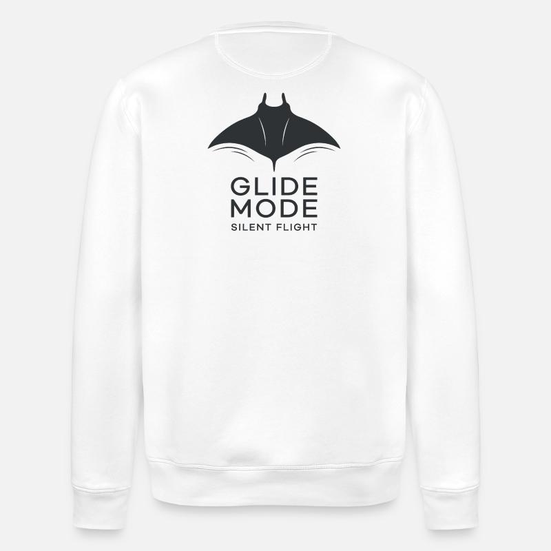 GLIDE MODE – minimalistische Mantarochen-Silhouett - Stanley/Stella Unisex Bio-Sweatshirt ROLLER - Weiß