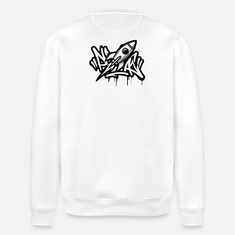 Graffiti rocket in black and white - Stanley/Stella ROLLER Unisex Organic Sweatshirt - white