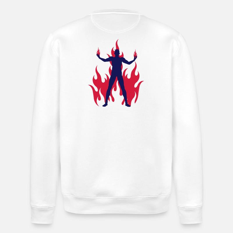 rocking devil - rockender teufel - flammen flames - Stanley/Stella Unisex Bio-Sweatshirt ROLLER - Weiß