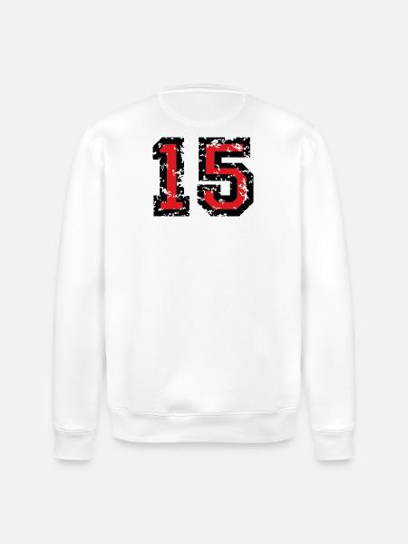 The Number Fifteen - No. 15 (two-color) red - Stanley/Stella ROLLER Unisex Organic Sweatshirt - white