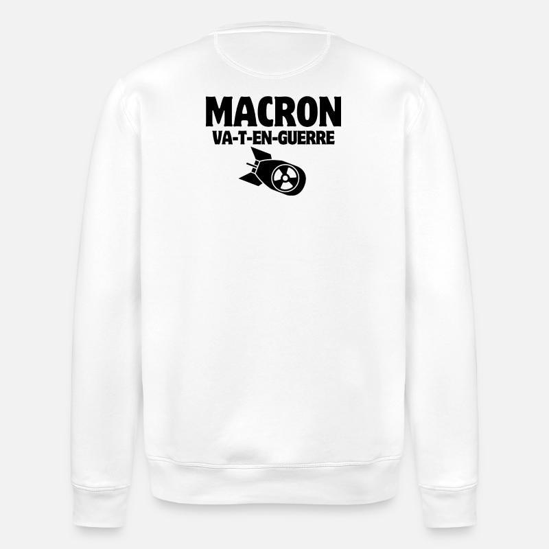 anti-guerre, Macron, stop War - Sweat bio ROLLER Stanley/Stella Unisexe - blanc
