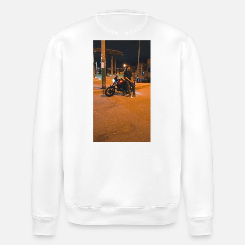 Nachtfahrt auf städtischem Motorrad - Stanley/Stella Unisex Bio-Sweatshirt ROLLER - Weiß
