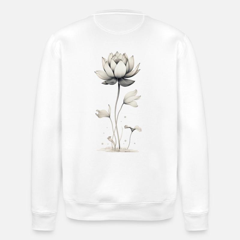 Nénuphar en fleur de lotus - Sweat bio ROLLER Stanley/Stella Unisexe - blanc