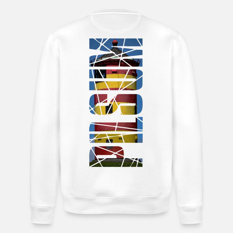 Lighthouse Pilsum - gift - Stanley/Stella ROLLER Unisex Organic Sweatshirt - white