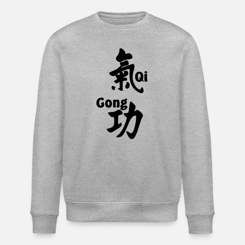 QI gong script avec texte vertical - Sweat bio ROLLER Stanley/Stella Unisexe - gris chiné