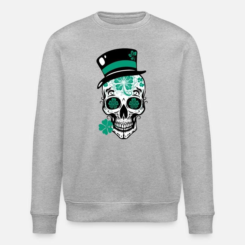 Crâne de sucre Saint-Patrick - Sweat bio ROLLER Stanley/Stella Unisexe - gris chiné
