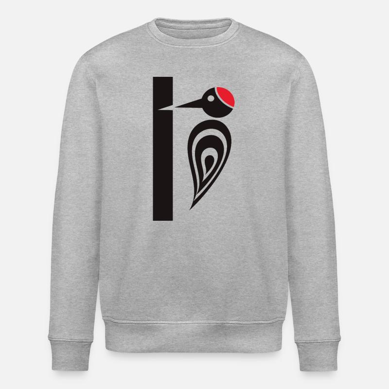 Specht am Baum - Zimmermannsvogel - Stanley/Stella Unisex Bio-Sweatshirt ROLLER - Grau meliert