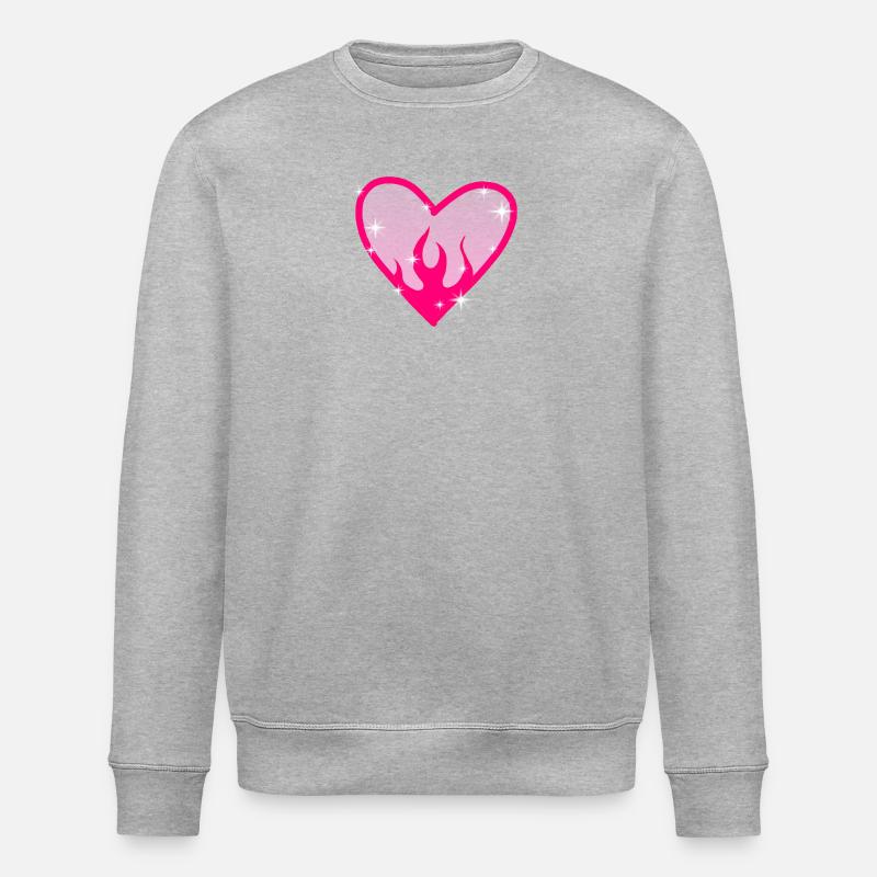 Flammenherz Pink Glow - Stanley/Stella Unisex Bio-Sweatshirt ROLLER - Grau meliert