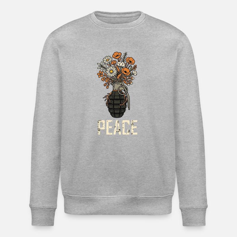 Grenade des Fleurs de la Paix - Sweat bio ROLLER Stanley/Stella Unisexe - gris chiné