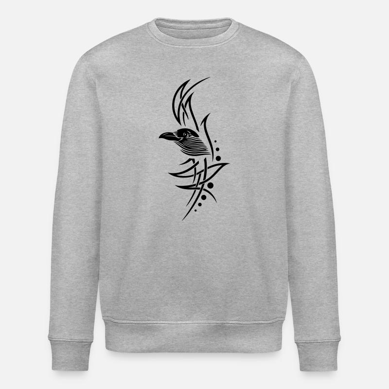 Krähe, crow, Tribal, Tattoo - Stanley/Stella Unisex Bio-Sweatshirt ROLLER - Grau meliert