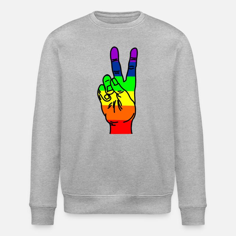 Regenbogen-Handfrieden - Stanley/Stella Unisex Bio-Sweatshirt ROLLER - Grau meliert