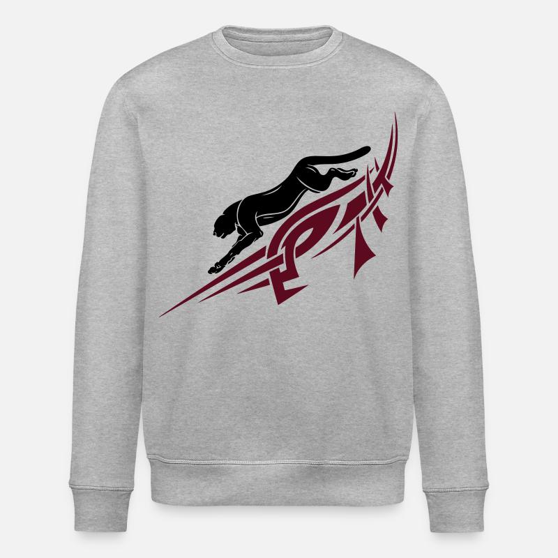Panther, Tribal, Tattoo - Stanley/Stella Unisex Bio-Sweatshirt ROLLER - Grau meliert