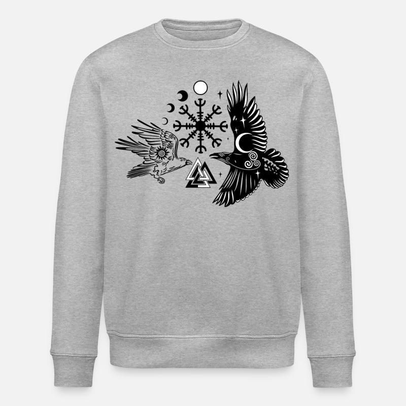 Hugin et Munin avec Vegvisir Valknut - Sweat bio ROLLER Stanley/Stella Unisexe - gris chiné