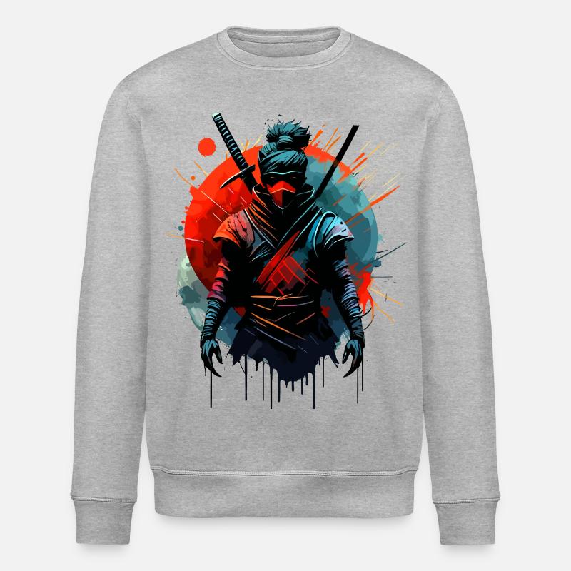Japanese Samurai Ninja - Stanley/Stella ROLLER Unisex Organic Sweatshirt - heather grey