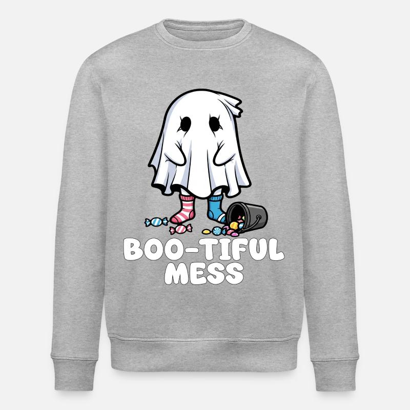 BOO-TIFUL CHAOS - GHOST HALLOWEEN - Stanley/Stella Unisex Bio-Sweatshirt ROLLER - Grau meliert