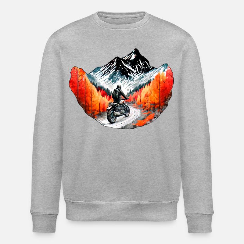 Motorradfahrer in den Bergen - Stanley/Stella Unisex Bio-Sweatshirt ROLLER - Grau meliert