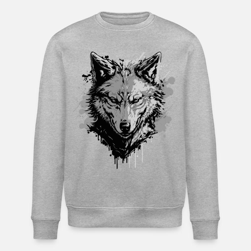 Grauer Wolf – Starkes Tiermotiv - Stanley/Stella Unisex Bio-Sweatshirt ROLLER - Grau meliert