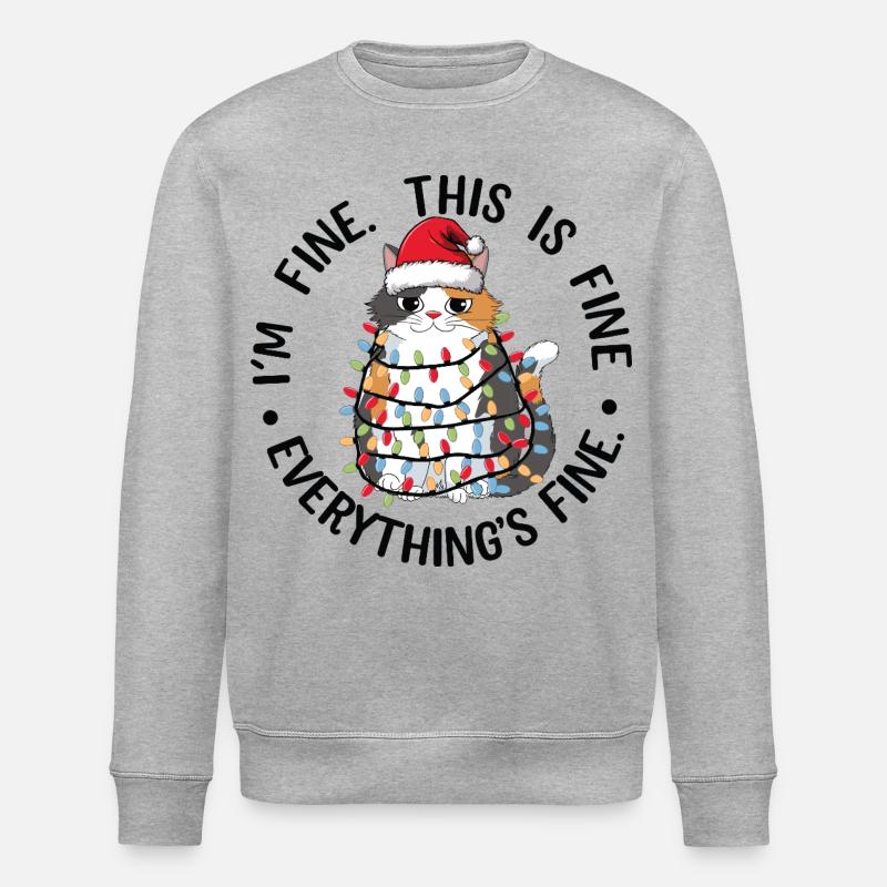 Chat guirlande et bonnet de Noël - Sweat bio ROLLER Stanley/Stella Unisexe - gris chiné
