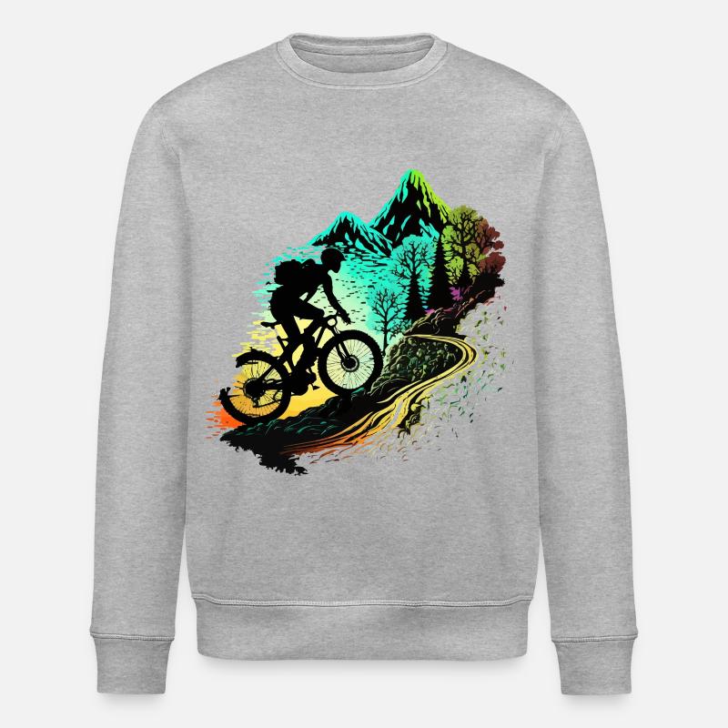 Mountainbiken in den Bergen - Stanley/Stella Unisex Bio-Sweatshirt ROLLER - Grau meliert