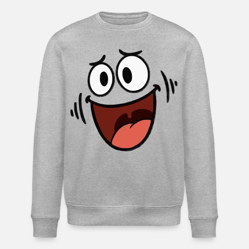 Fröhliches lachendes Gesicht - Stanley/Stella Unisex Bio-Sweatshirt ROLLER - Grau meliert