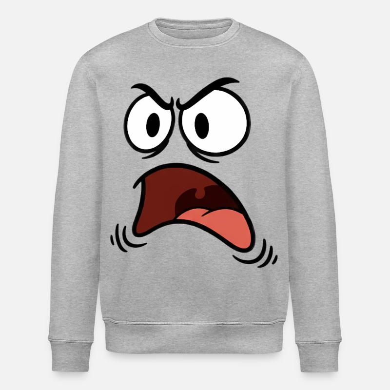 Wütendes Gesicht comic - Stanley/Stella Unisex Bio-Sweatshirt ROLLER - Grau meliert