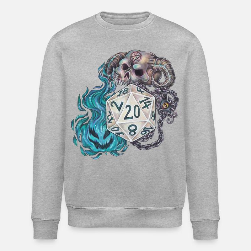 RPG Tabletop D20 Dice Gift Warlock - Stanley/Stella ROLLER Unisex Organic Sweatshirt - heather grey