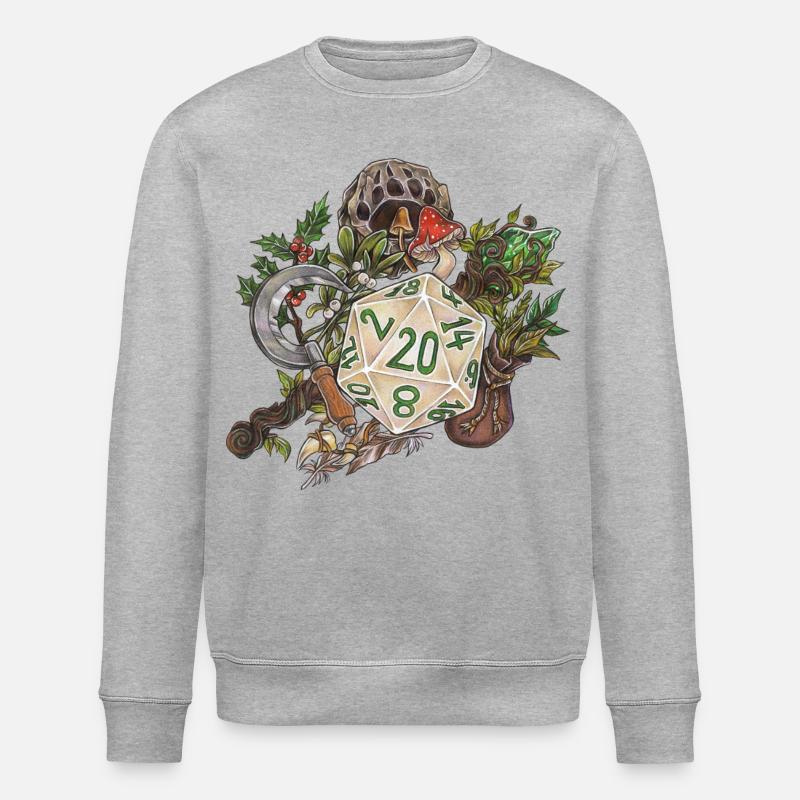 RPG Tabletop D20 Dice Gift Druid - Stanley/Stella ROLLER Unisex Organic Sweatshirt - heather grey
