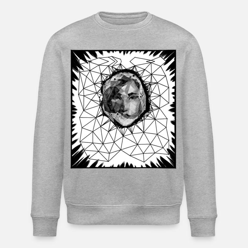 LOWPOLY-FRAU #2 – Schwarz & Weiß - Stanley/Stella Unisex Bio-Sweatshirt ROLLER - Grau meliert