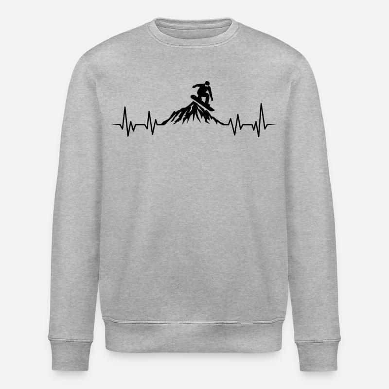 Snowboard-Herzschlag-Snowboarden - Stanley/Stella Unisex Bio-Sweatshirt ROLLER - Grau meliert