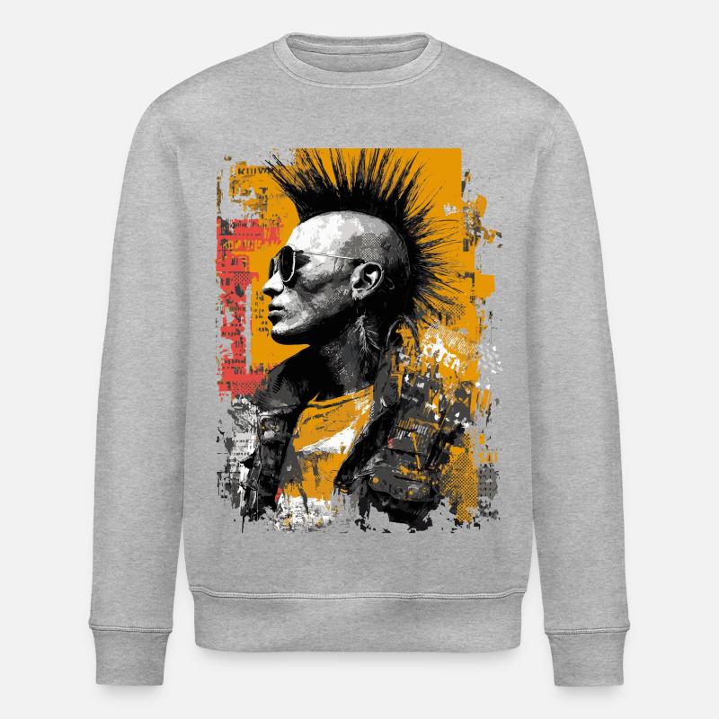 Punk mit Irokesenfrisur - Stanley/Stella Unisex Bio-Sweatshirt ROLLER - Grau meliert