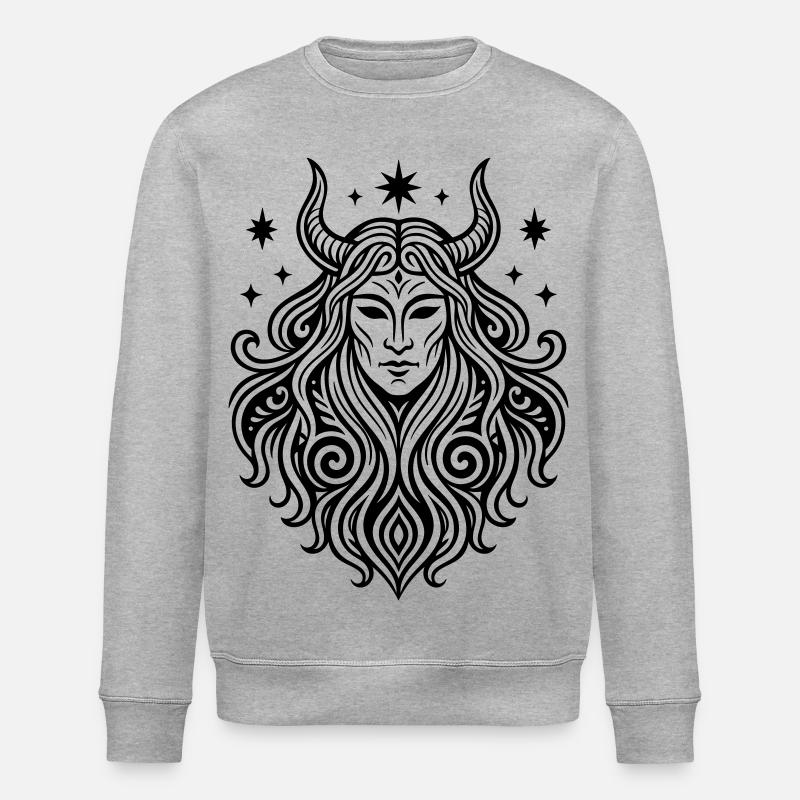 Rauhnächte Perchtenmaske Pagan Symbol - Stanley/Stella Unisex Bio-Sweatshirt ROLLER - Grau meliert