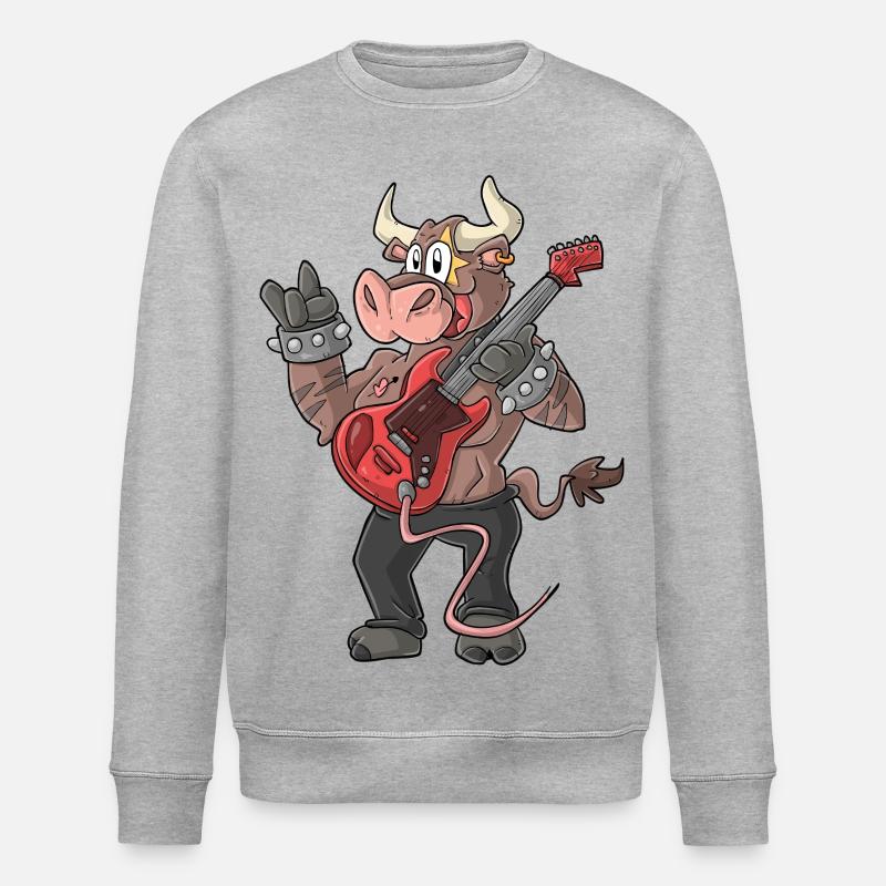 Rocker / Stier Gitarrist - Stanley/Stella Unisex Bio-Sweatshirt ROLLER - Grau meliert