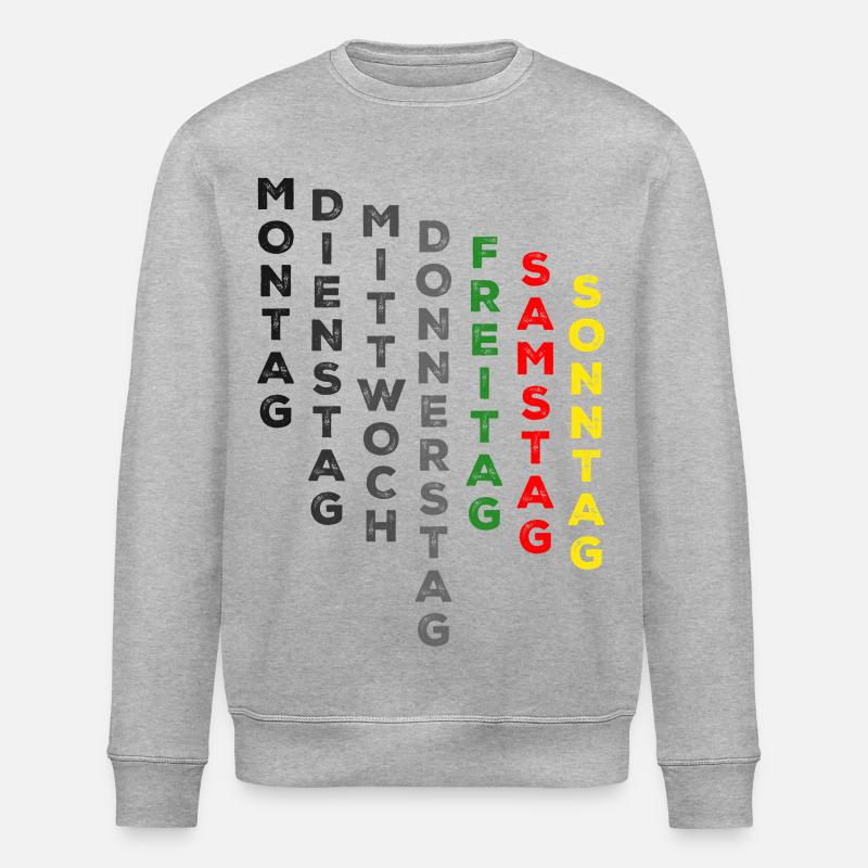 Semaine, vendredi - vert, samedi - rouge, dimanche - Sweat bio ROLLER Stanley/Stella Unisexe - gris chiné
