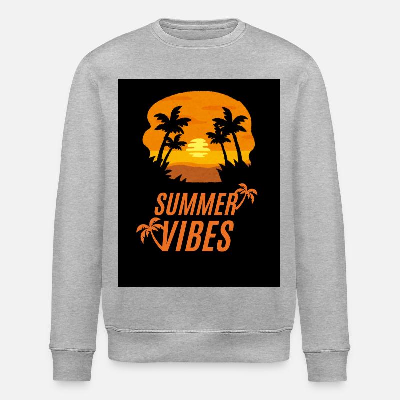 Summer Palm Trees Sunset - Stanley/Stella ROLLER Unisex Organic Sweatshirt - heather grey