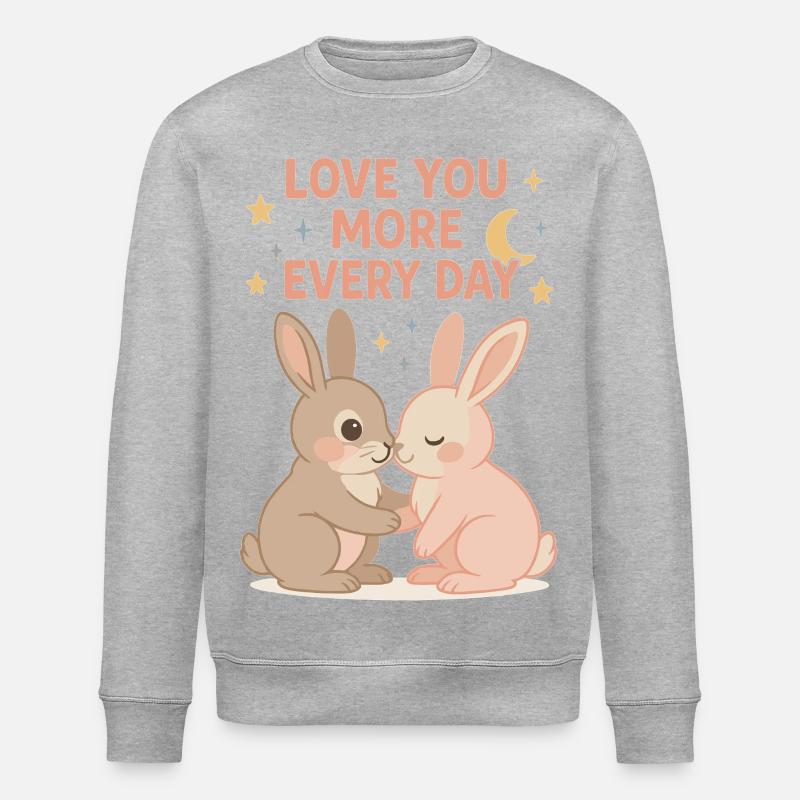 Cute bunny love under the stars - Stanley/Stella ROLLER Unisex Organic Sweatshirt - heather grey
