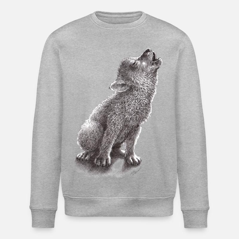 Junger heulender Wolf - Stanley/Stella Unisex Bio-Sweatshirt ROLLER - Grau meliert