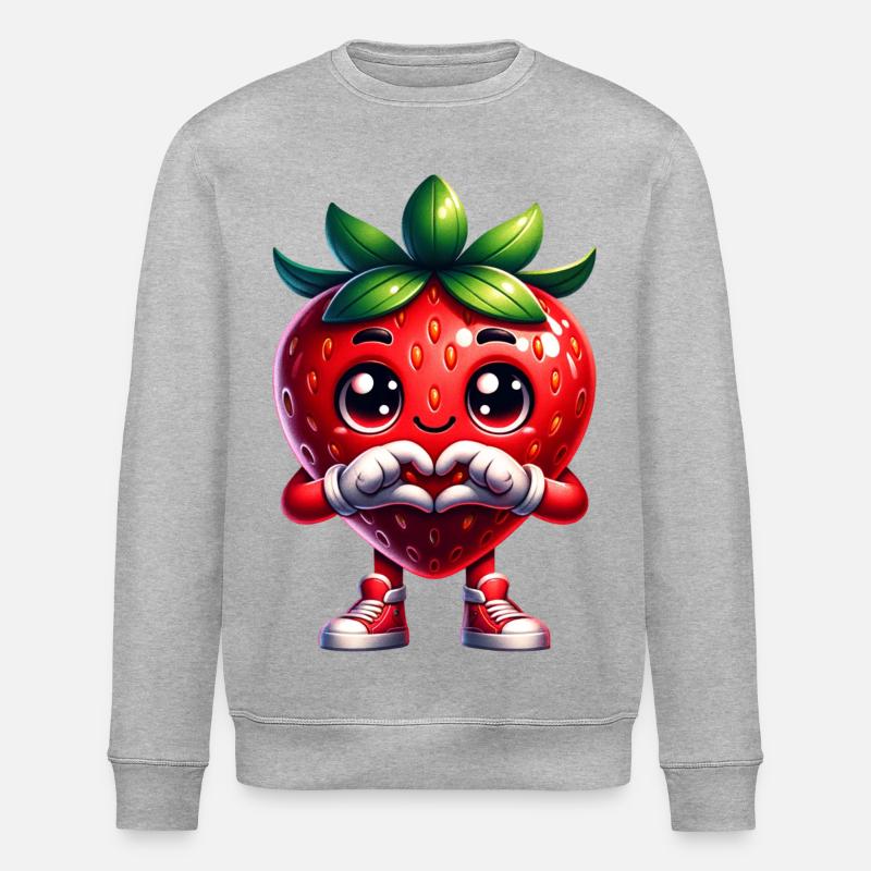 Erdbeere Herzhände  - Stanley/Stella Unisex Bio-Sweatshirt ROLLER - Grau meliert