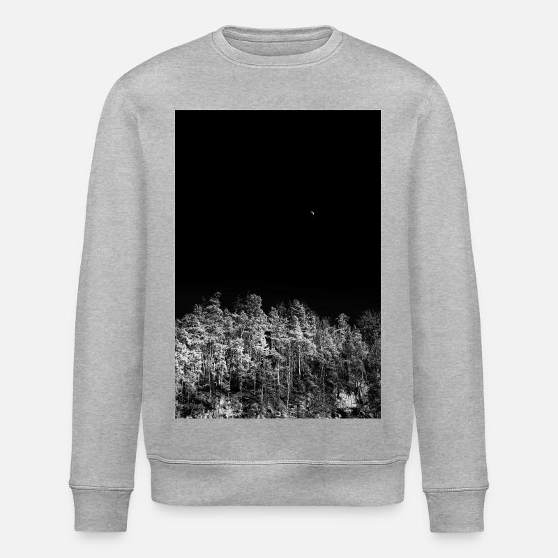Night forest in monochromatic tones - Stanley/Stella ROLLER Unisex Organic Sweatshirt - heather grey