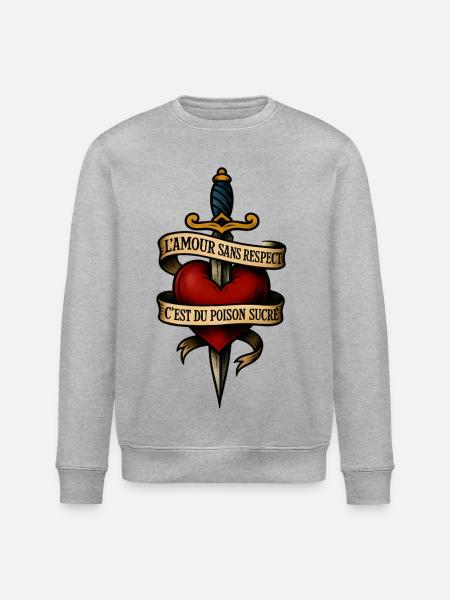 Vintage Love Poison Dagger Heart - Stanley/Stella ROLLER Unisex Organic Sweatshirt - heather grey