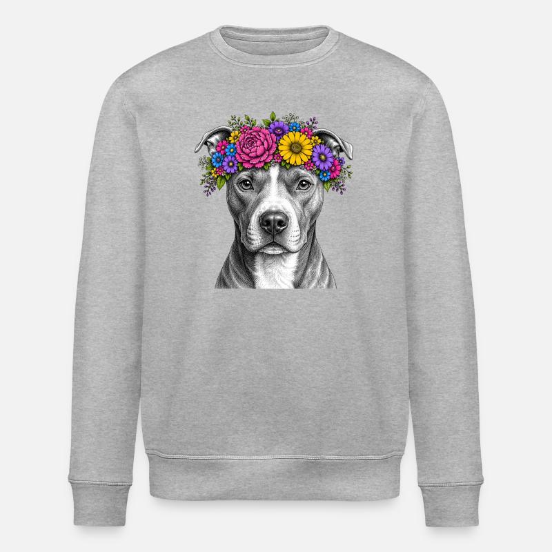 Blumenkrone Hundemotiv - Stanley/Stella Unisex Bio-Sweatshirt ROLLER - Grau meliert