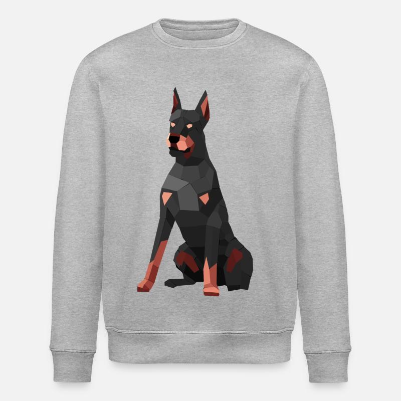Doberman moderne – art low poly - Sweat bio ROLLER Stanley/Stella Unisexe - gris chiné