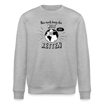 Nur noch kurz die Welt retten - Stanley/Stella Unisex Bio-Sweatshirt ROLLER - Grau meliert - Vorne - Nik (191cm)