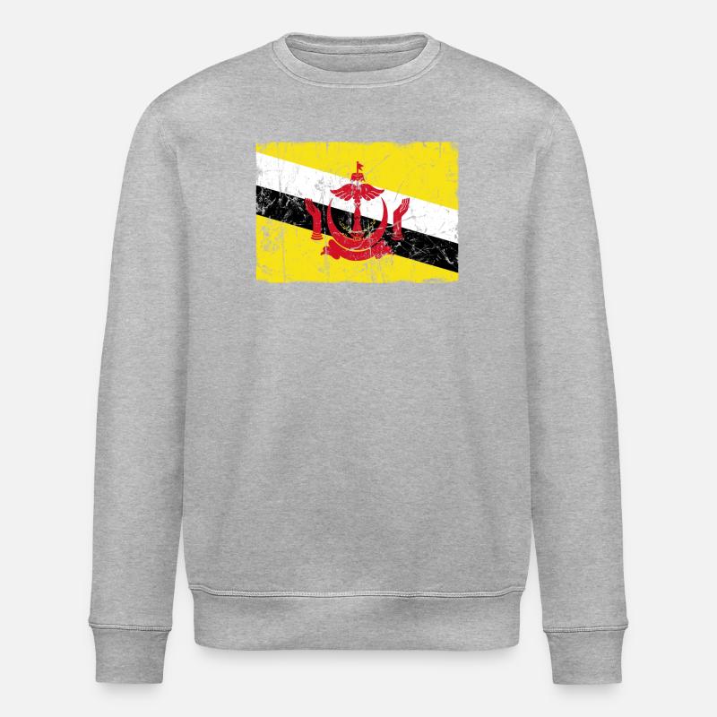 Brunei-Flaggenweinleseeffekt - Stanley/Stella Unisex Bio-Sweatshirt ROLLER - Grau meliert