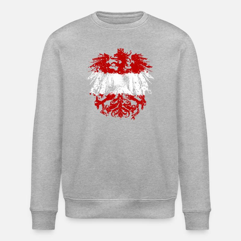 German eagle Austria red-white-red - Stanley/Stella ROLLER Unisex Organic Sweatshirt - heather grey