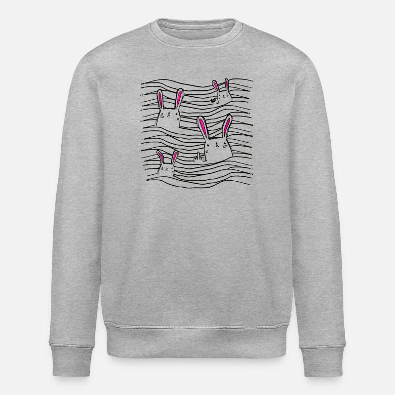 Freche Hasen - Hase - Zeichnung - Stanley/Stella Unisex Bio-Sweatshirt ROLLER - Grau meliert